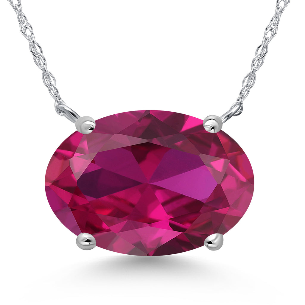 Created Ruby - July_Pendant in 14K White Gold