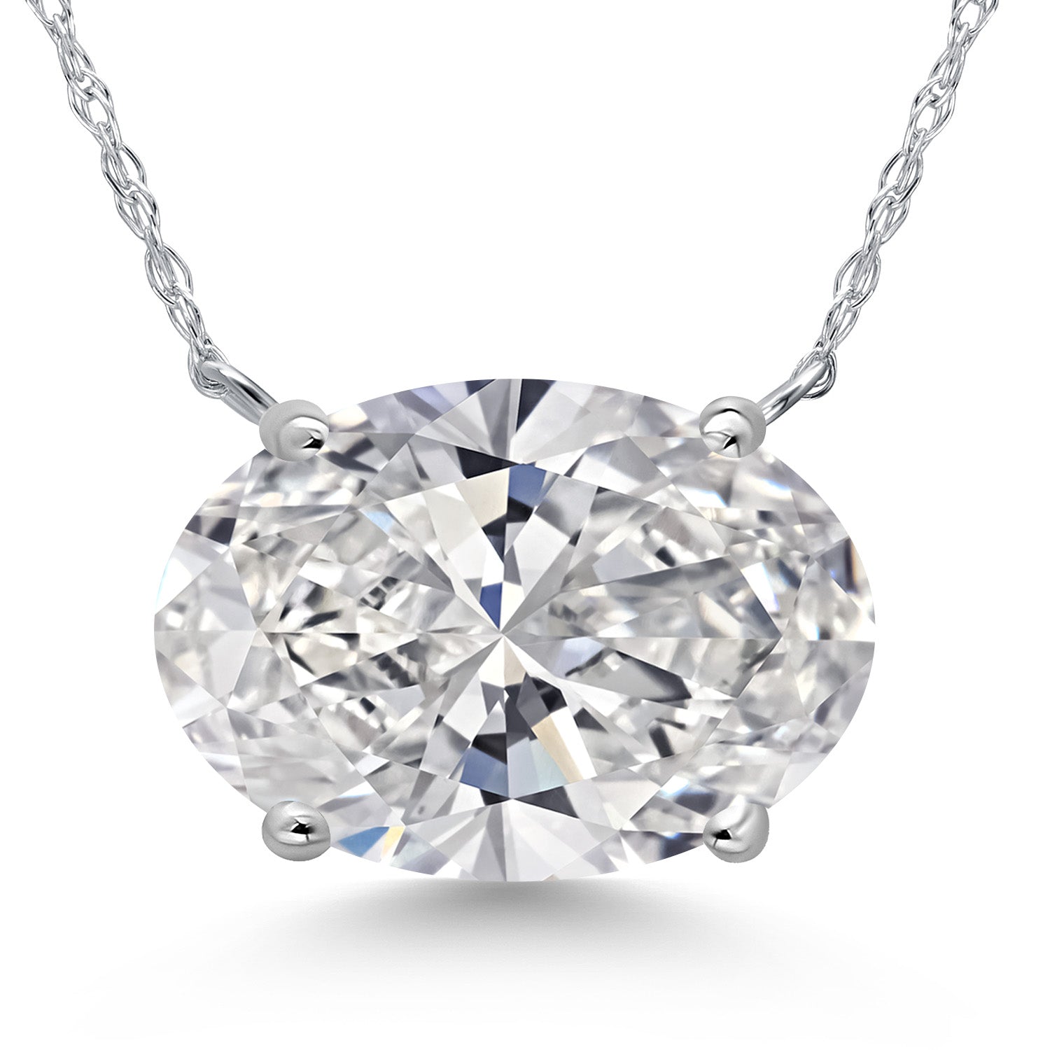 5.00 Ct IGI Certified Lab Grown Diamond Pendant Necklace For Women in 14K White Gold | Oval 14x10 Cut | F-G Color | VS1 Clarity | With 18 Inch Chain