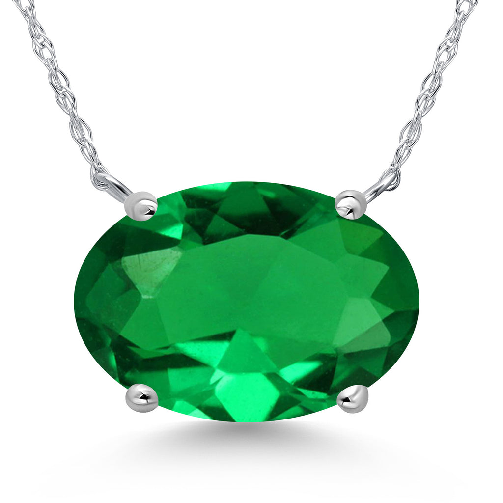 Nano Emerald - May_Pendant in 14K White Gold