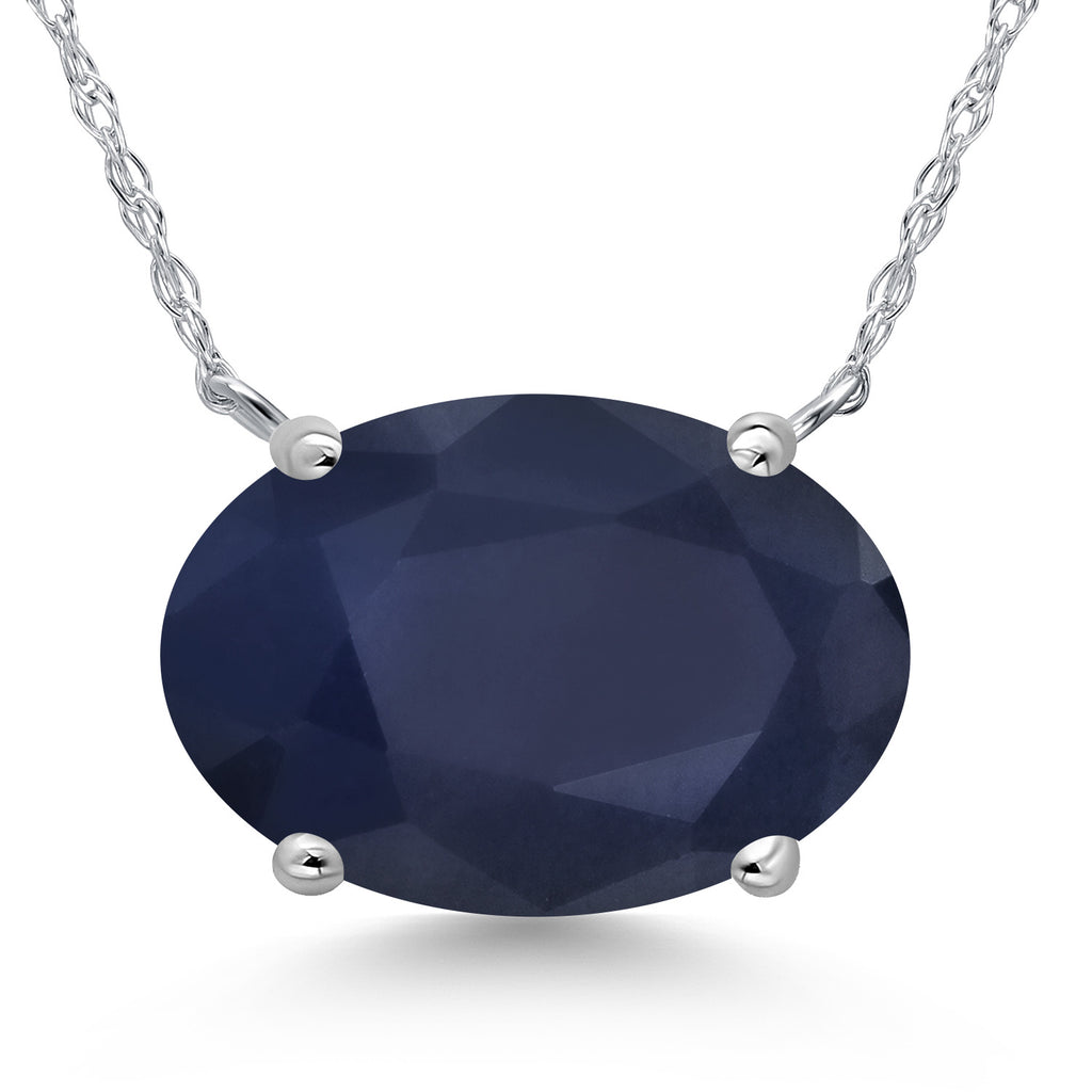 Blue Sapphire - September_Pendant in 14K White Gold