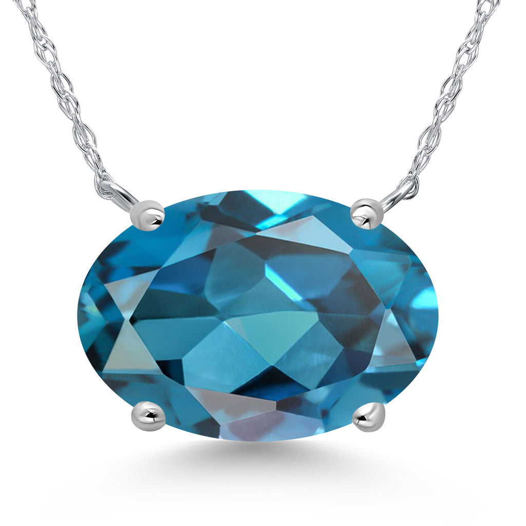 London Blue Topaz - November_Pendant in 14K White Gold