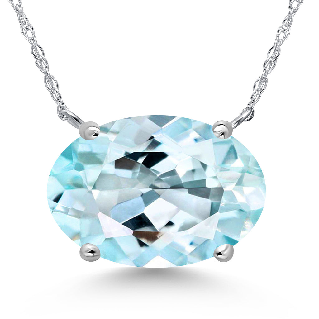 Sky Blue Topaz - November_Pendant in 14K White Gold