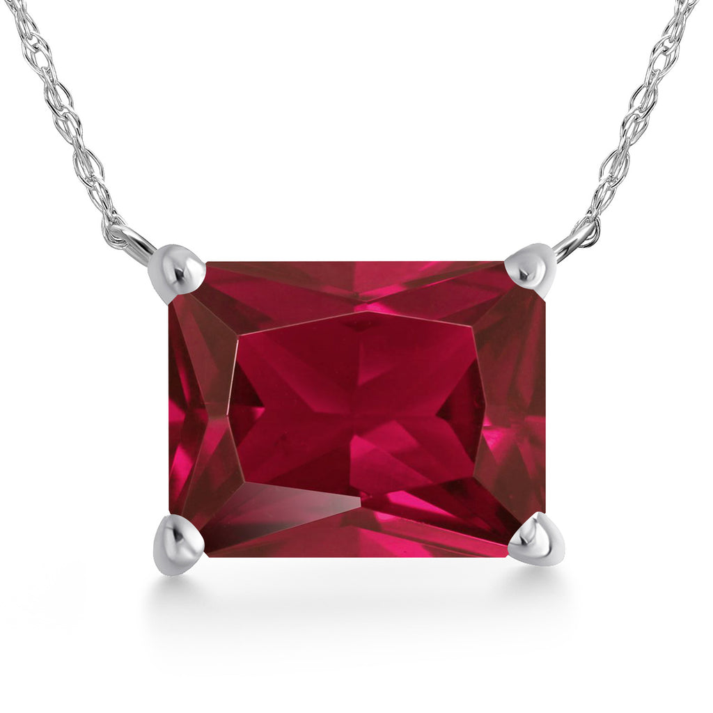 Created Ruby - July_Pendant in 14K White Gold