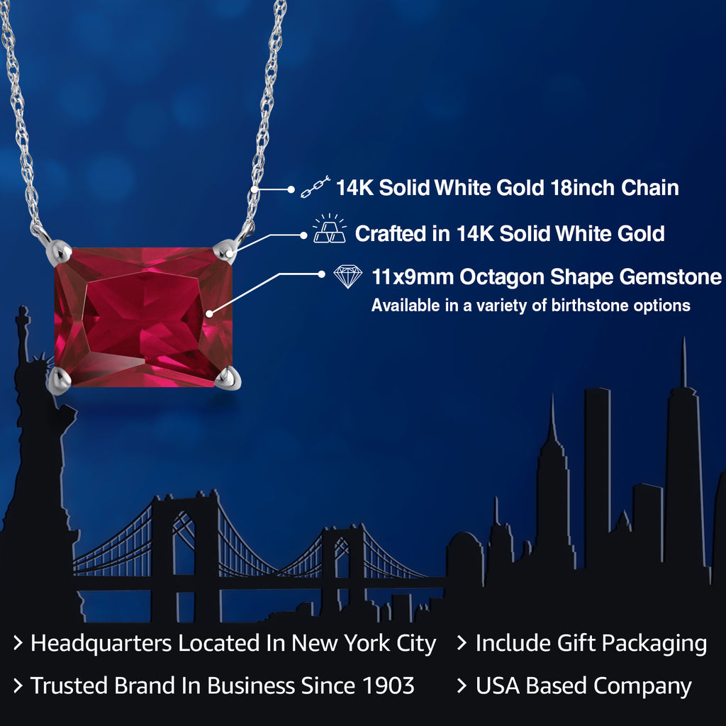 Created Ruby - July_Pendant in 14K White Gold