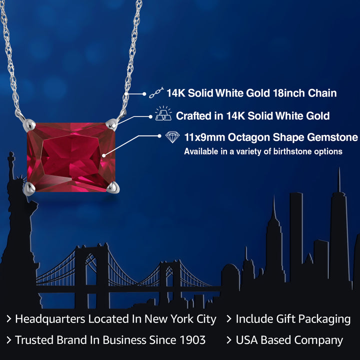 Created Ruby - July_Pendant in 14K White Gold