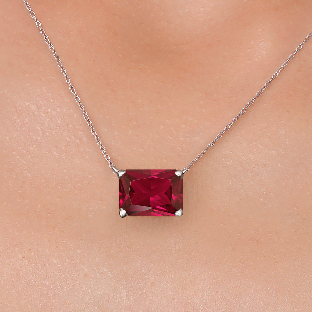 Created Ruby - July_Pendant in 14K White Gold