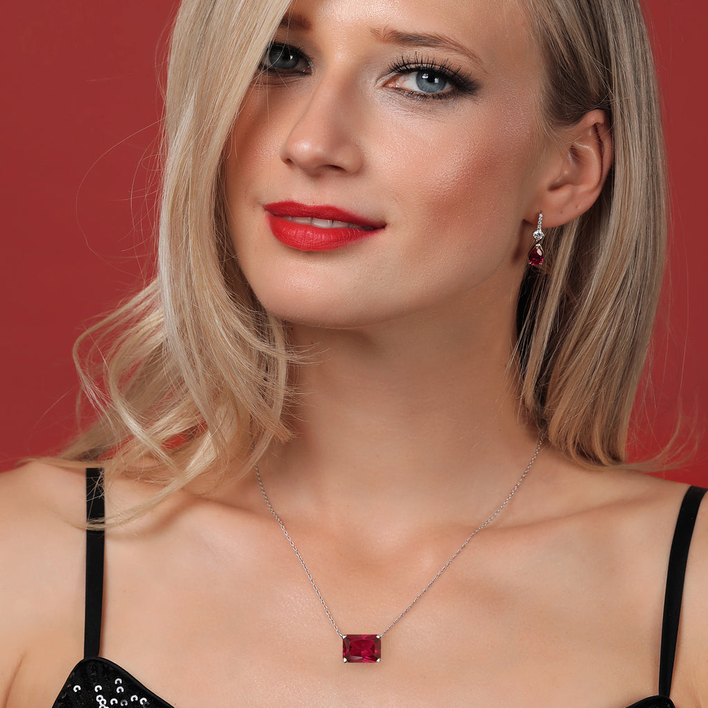 Created Ruby - July_Pendant in 14K White Gold