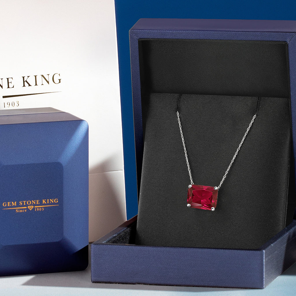 Created Ruby - July_Pendant in 14K White Gold