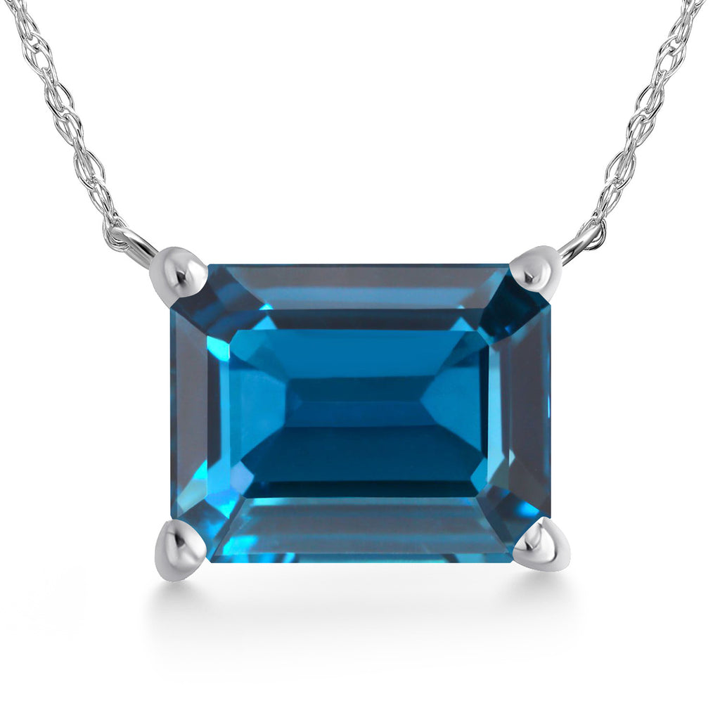 London Blue Topaz - November_Pendant in 14K White Gold