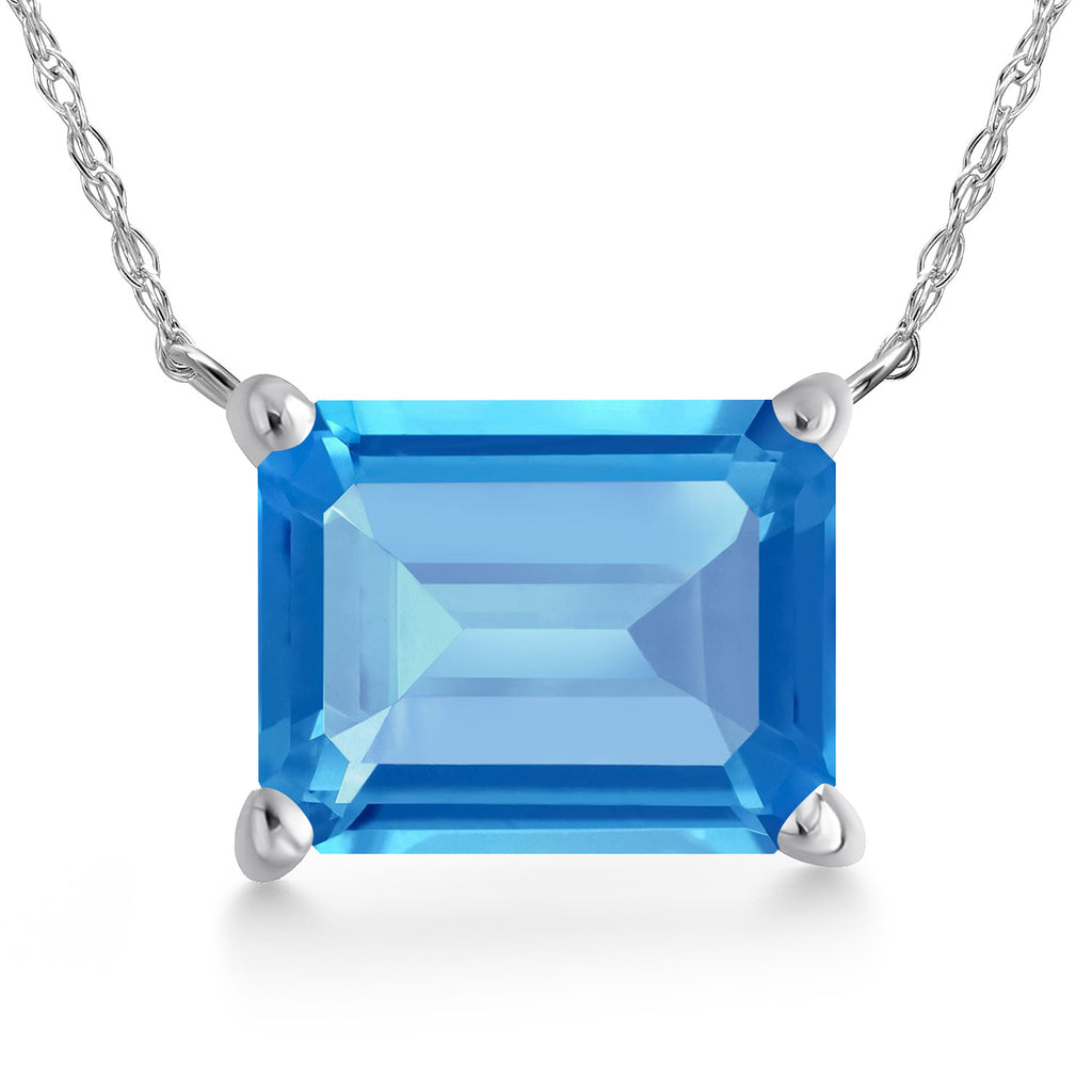 Swiss Blue Topaz - November_Pendant in 14K White Gold