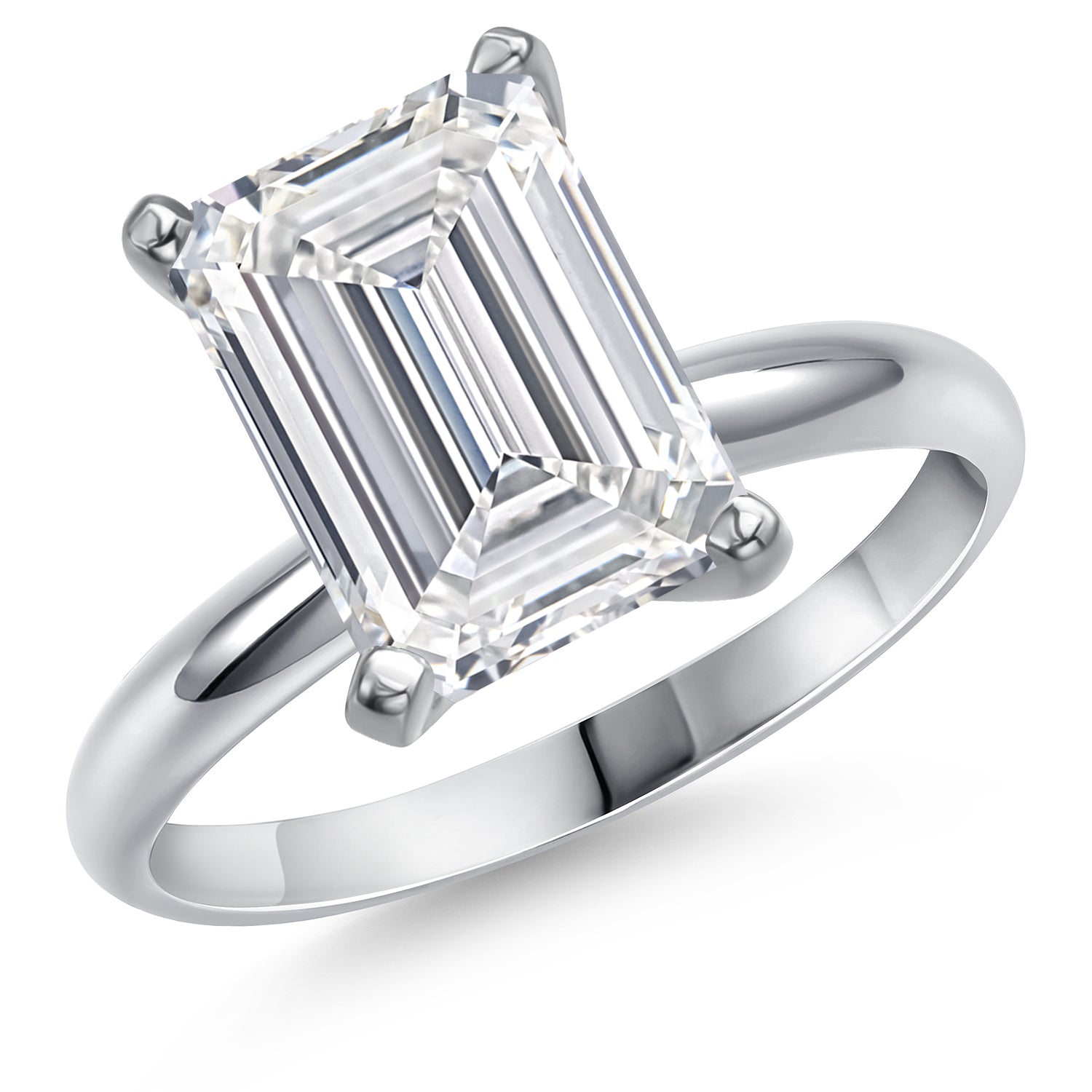 Emerald Cut_4.00 Carat_8_Ring in 14K White Gold