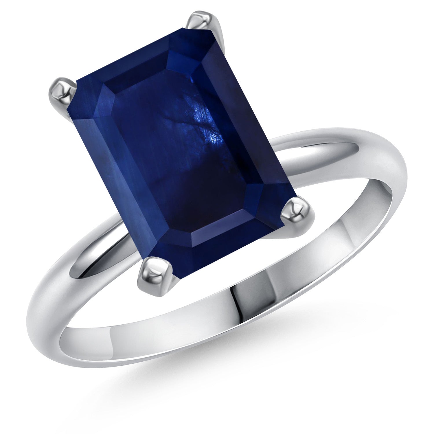 14K White Gold Blue Sapphire Engagement Ring For Women | 4.37 Cttw | Octagon 11X9MM | Gemstone September Birthstone | Available in Size 5,6,7,8,9