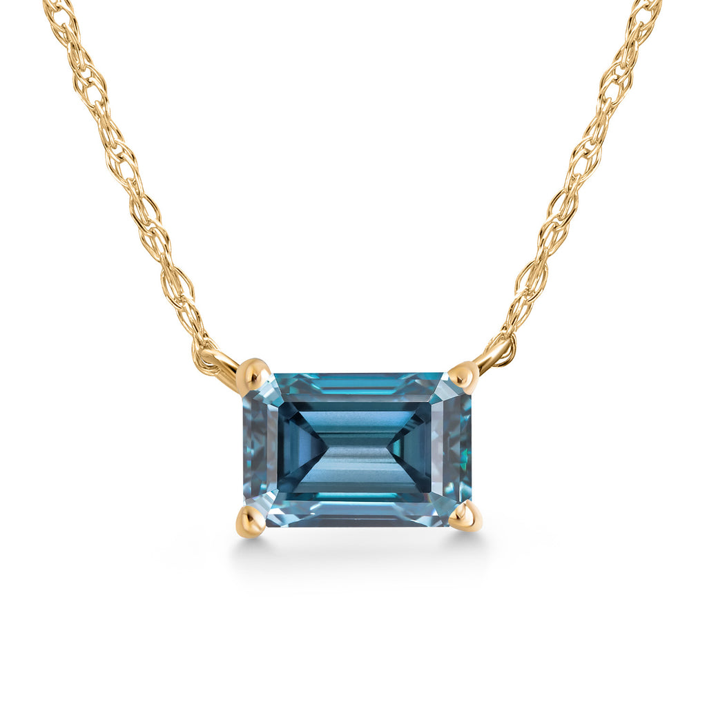 Persian Blue Moissanite - April_Necklace in 14K Yellow Gold