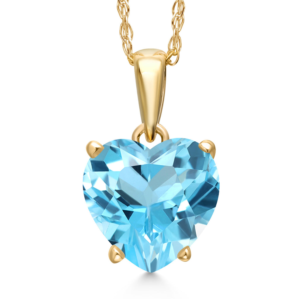 Swiss Blue Topaz - November_Necklace in 14K Yellow Gold