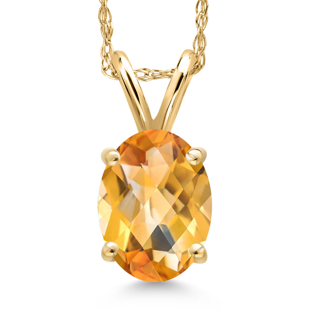 Citrine-Checkerboard - November_Pendant in 14K Yellow Gold