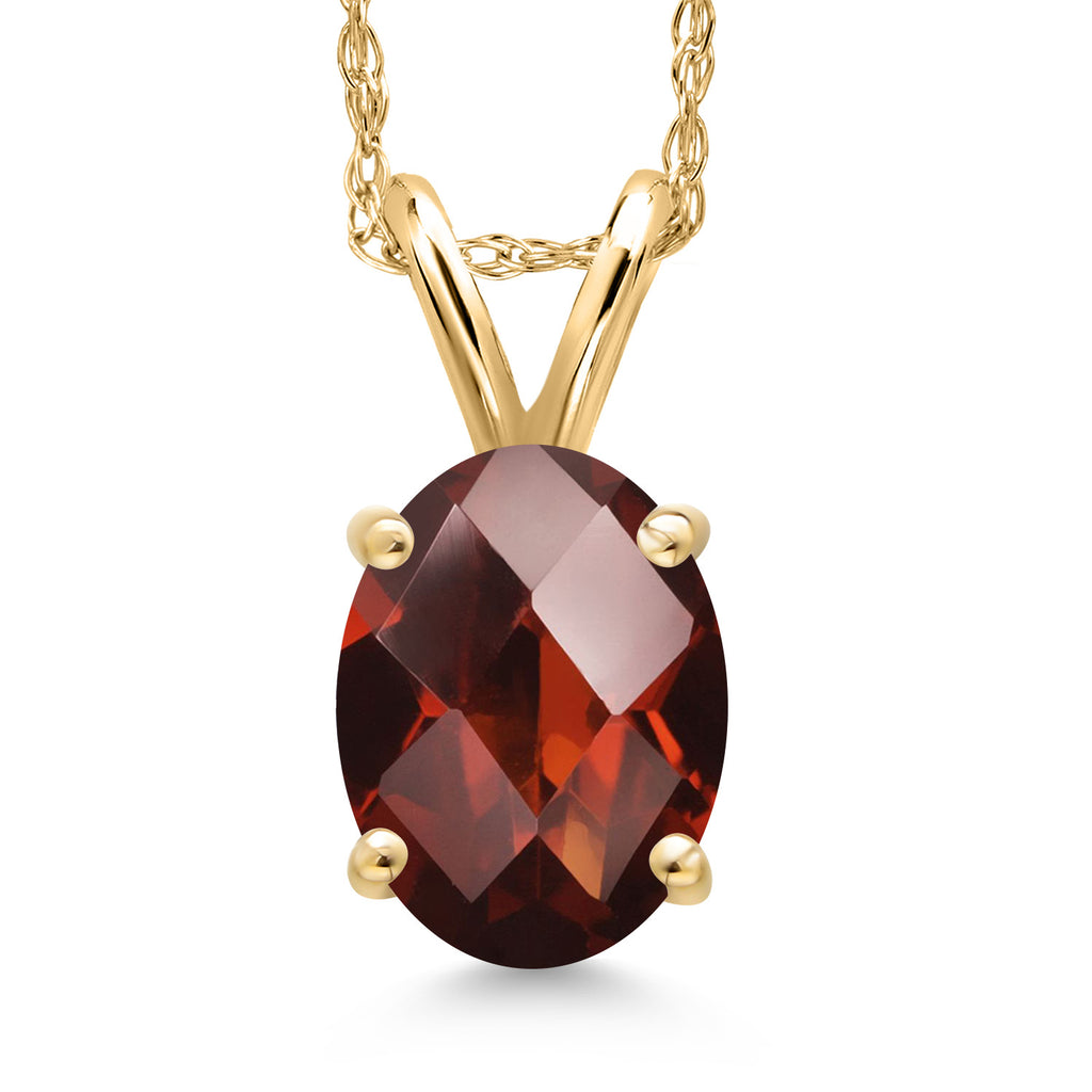 Garnet-Checkerboard - January_Pendant in 14K Yellow Gold
