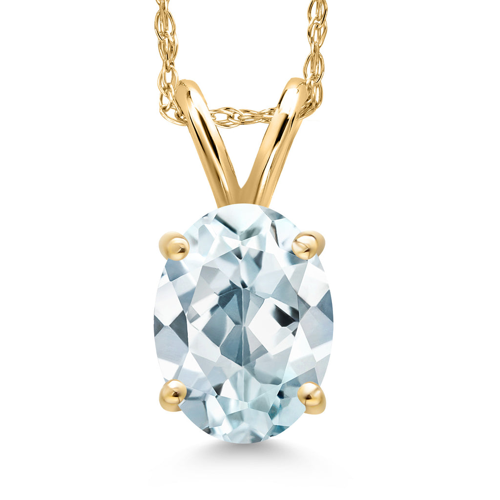 Aquamarine - March_Pendant in 14K Yellow Gold