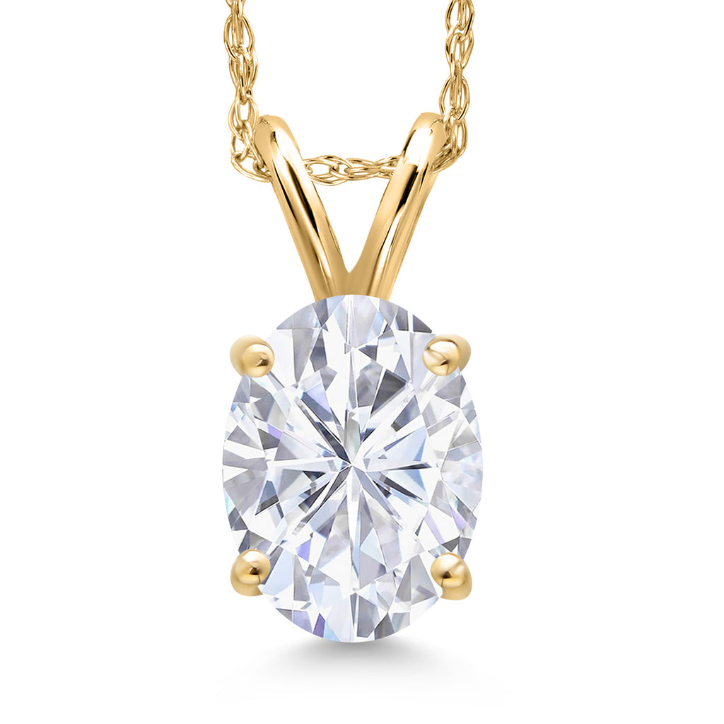 White Moissanite - April_Pendant in 14K Yellow Gold