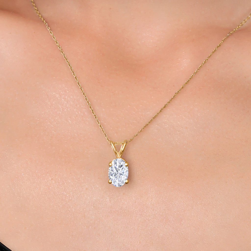 White Moissanite - April_Pendant in 14K Yellow Gold