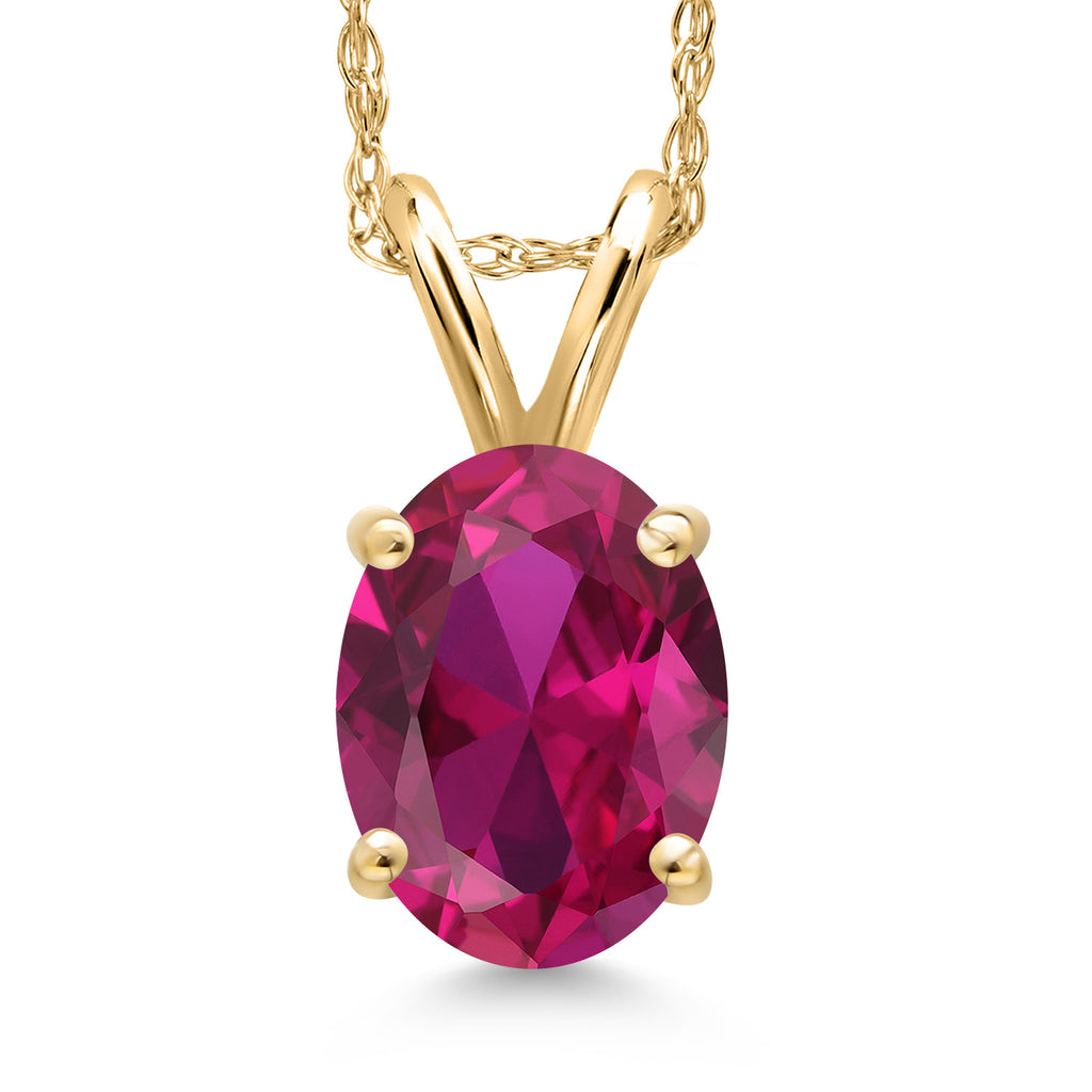 Created Ruby - July_Pendant in 14K Yellow Gold