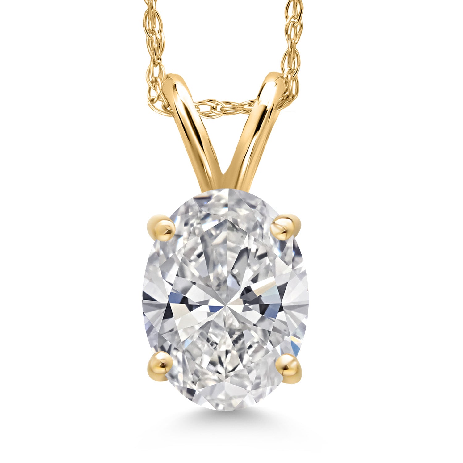 Oval Cut_1.00 Carat_Yellow Gold_Pendant in 14K Yellow Gold