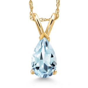 Aquamarine - March_Pendant in 14K Yellow Gold