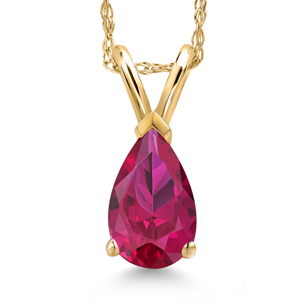 Created Ruby - July_Pendant in 14K Yellow Gold
