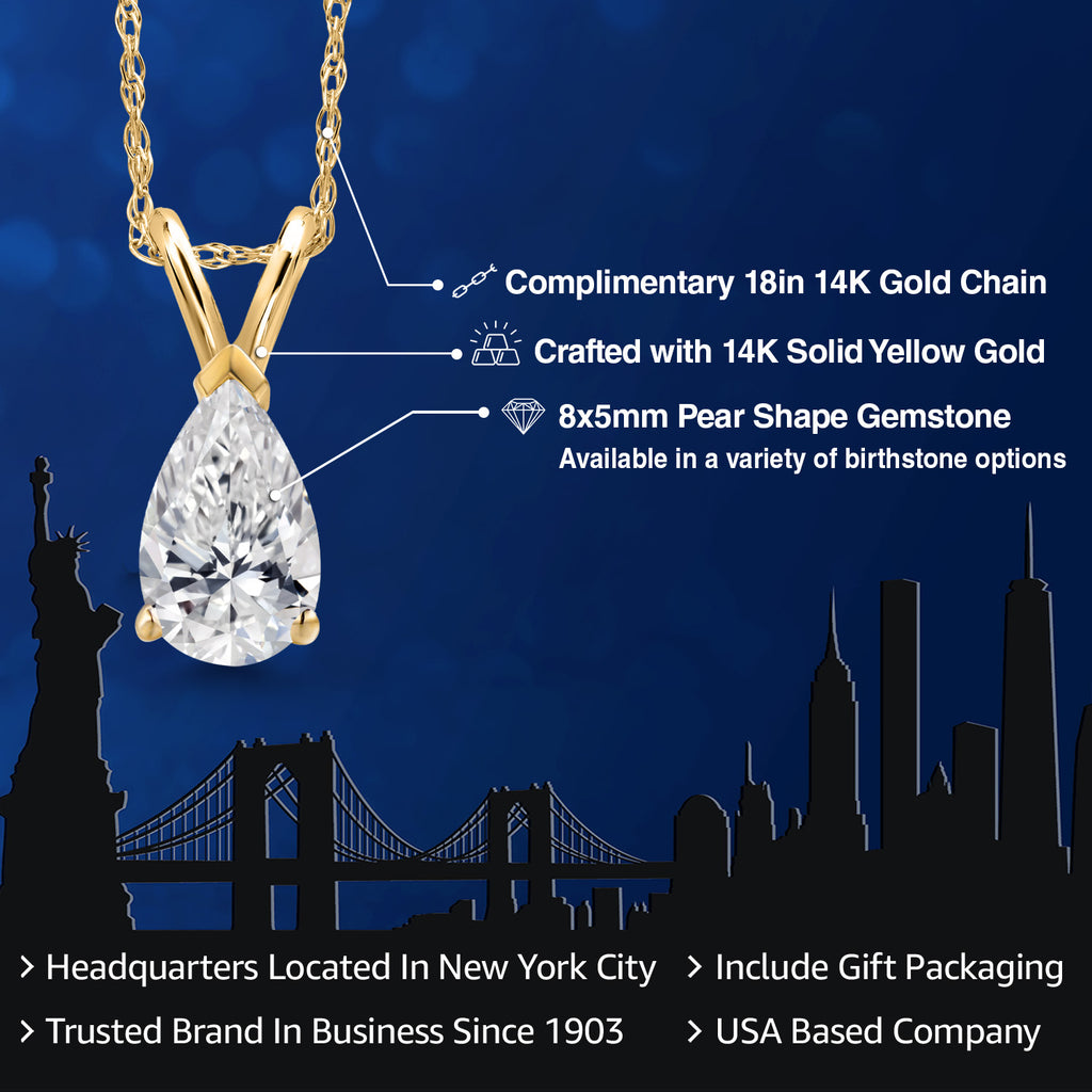 White Lab Grown Diamond - April_Pendant in 14K Yellow Gold