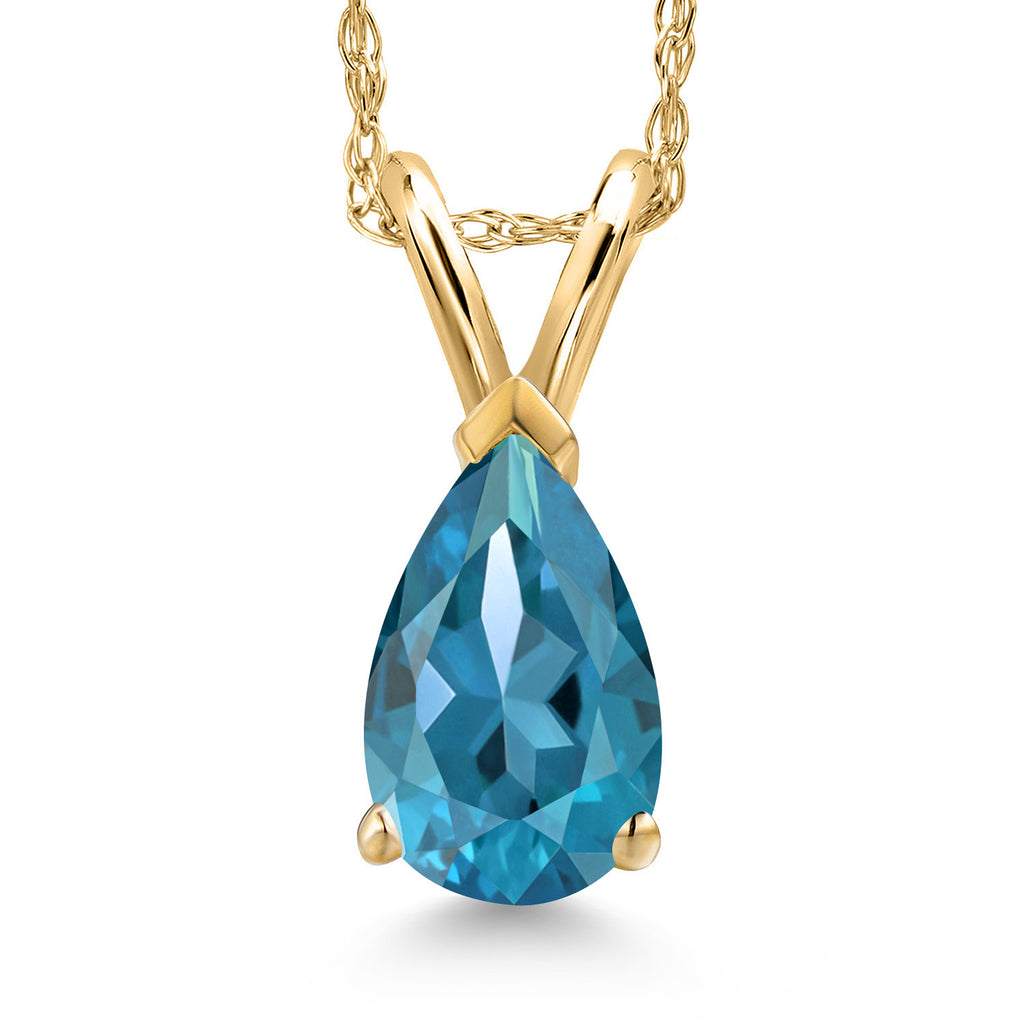 London Blue Topaz - November_Pendant in 14K Yellow Gold