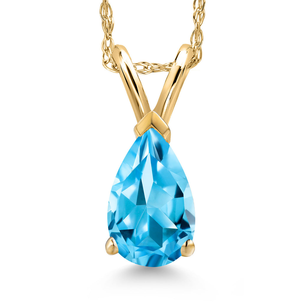 Swiss Blue Topaz - November_Pendant in 14K Yellow Gold