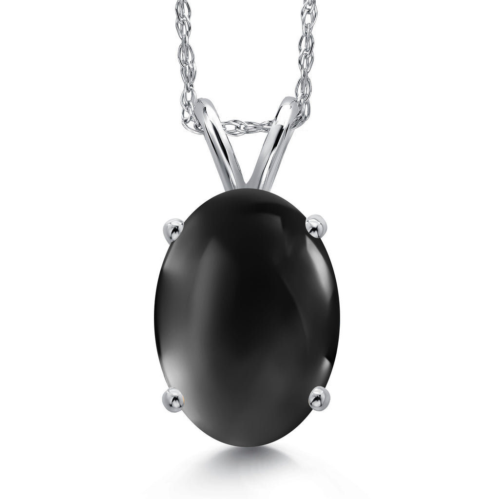 Onyx-Cabochon - December_Pendant in 14K White Gold
