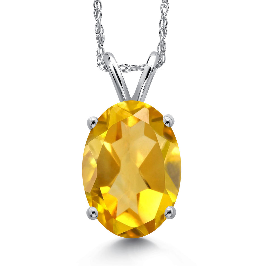Citrine - November_Pendant in 14K White Gold