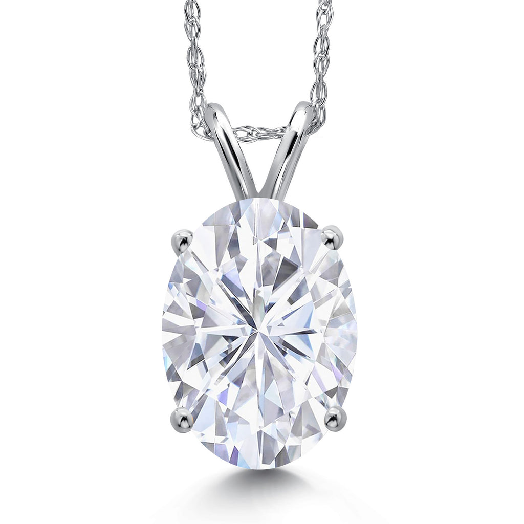White Moissanite - April_Pendant in 14K White Gold