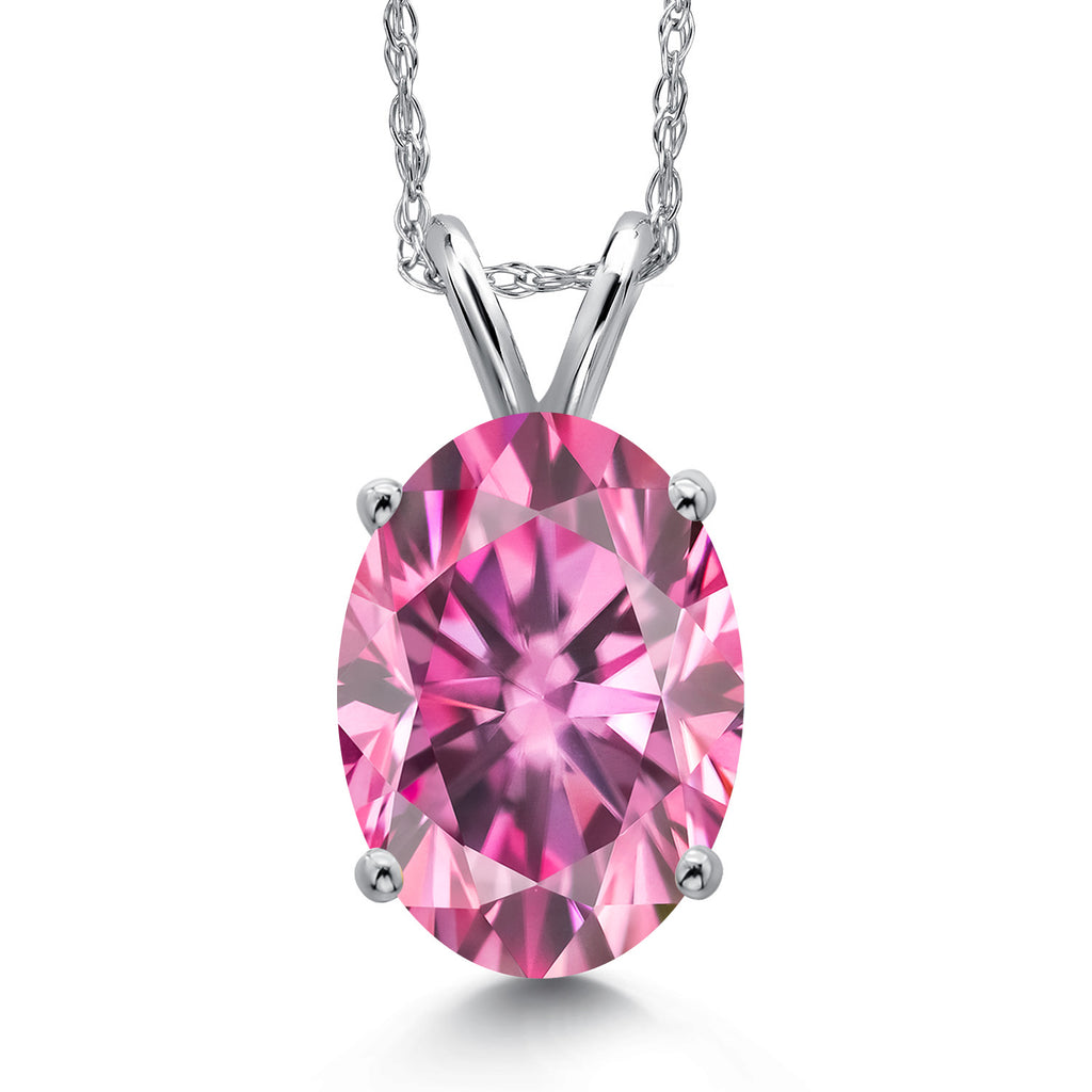 Pink Moissanite - April_Pendant in 14K White Gold