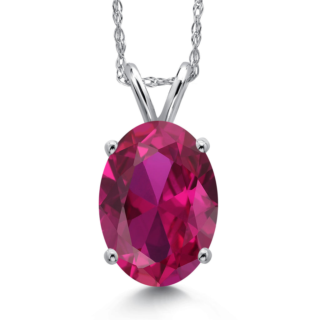Created Ruby - July_Pendant in 14K White Gold