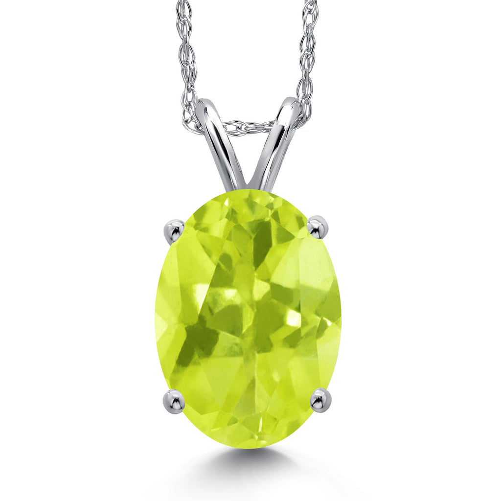 Lemon Quartz_Pendant in 14K White Gold