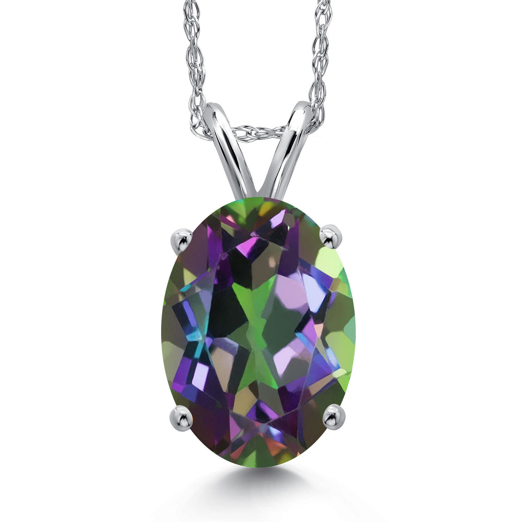 Green Mystic Quartz_Pendant in 14K White Gold