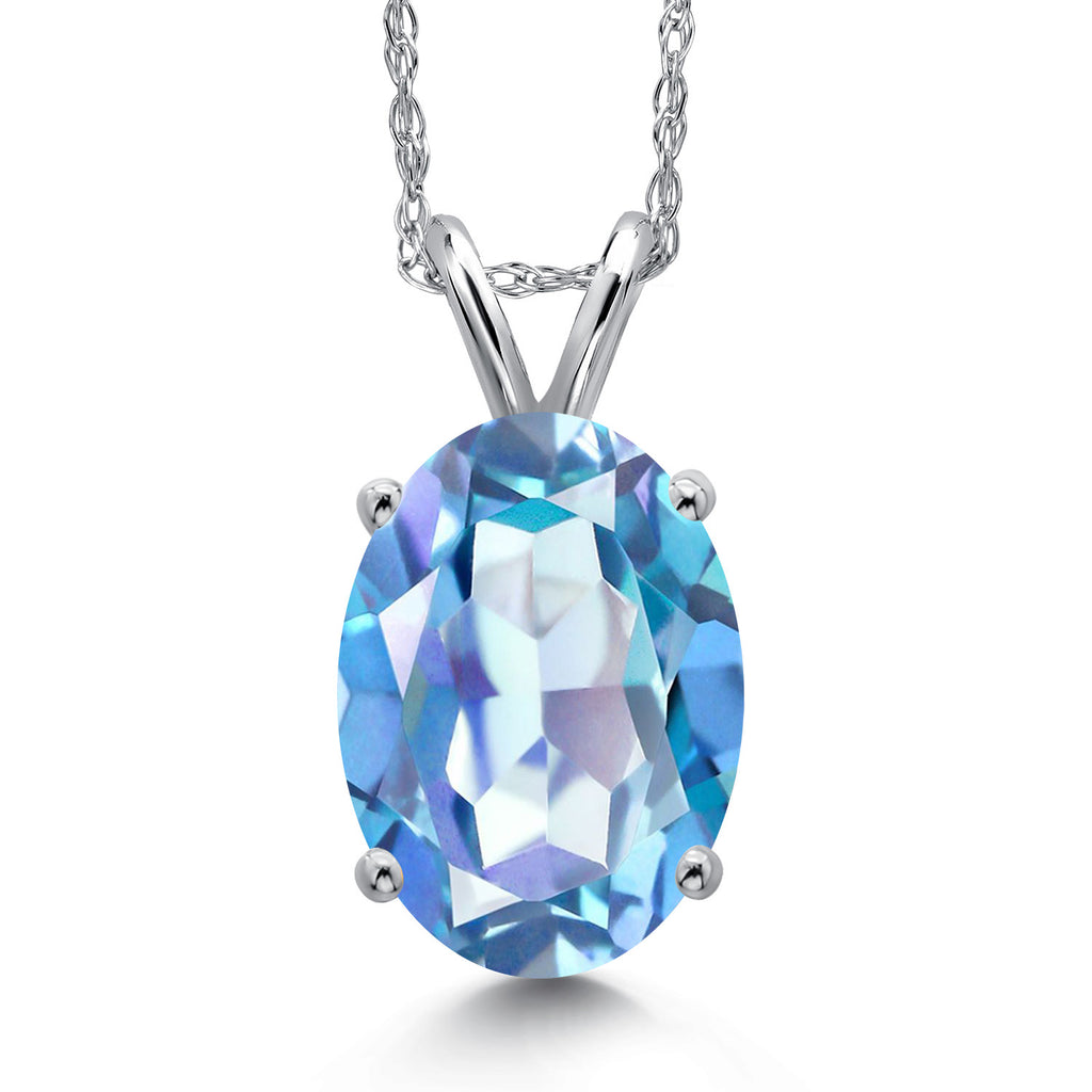 Millennium Blue Mystic Quartz_Pendant in 14K White Gold