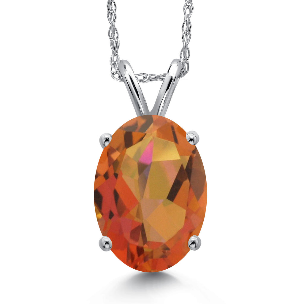 Twilight Orange Mystic Quartz_Pendant in 14K White Gold