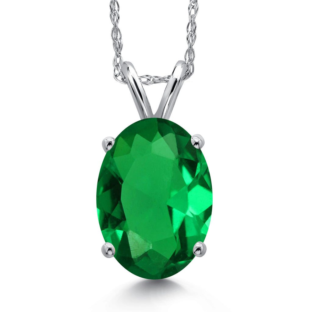 Nano Emerald - May_Pendant in 14K White Gold