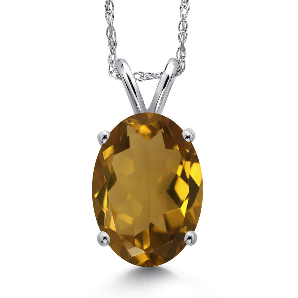 Whiskey Quartz_Pendant in 14K White Gold