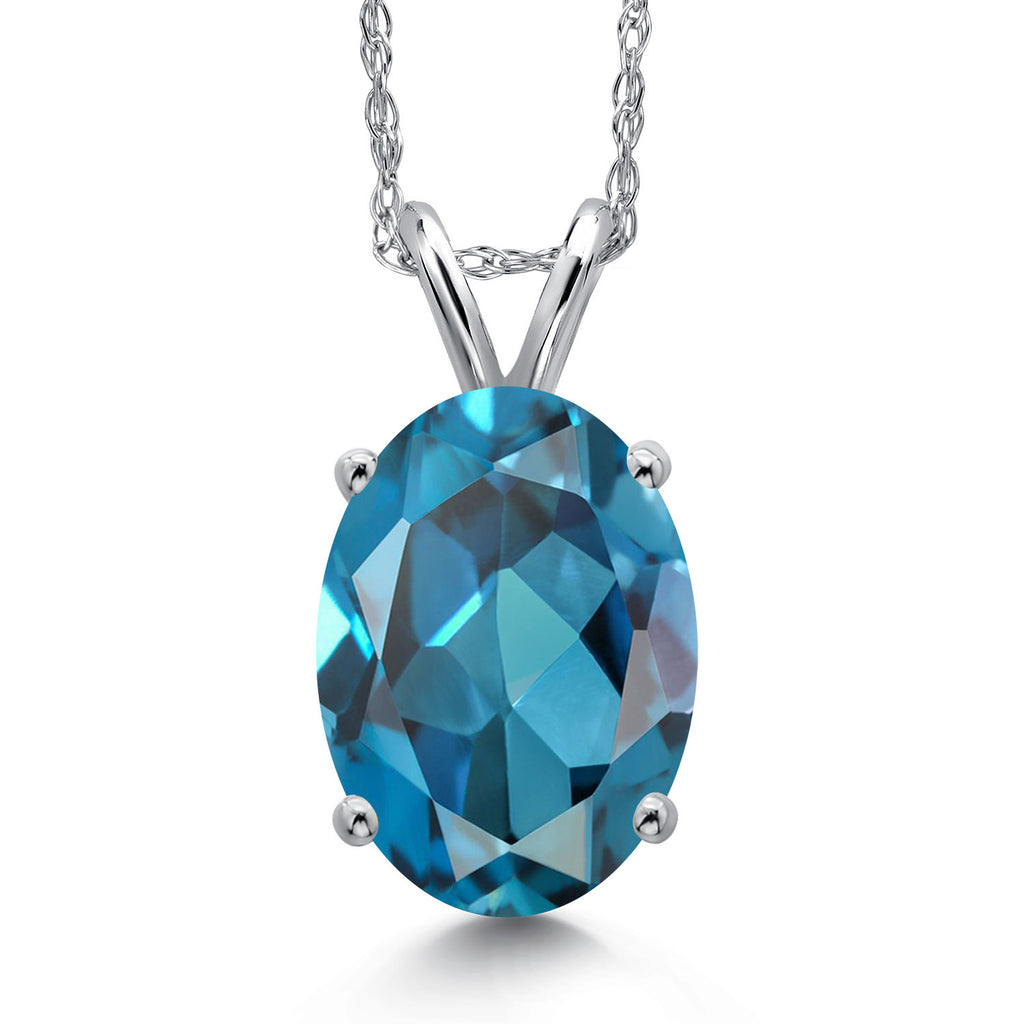 London Blue Topaz - November_Pendant in 14K White Gold