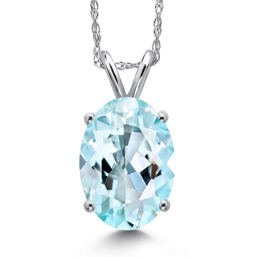 Sky Blue Topaz - November_Pendant in 14K White Gold