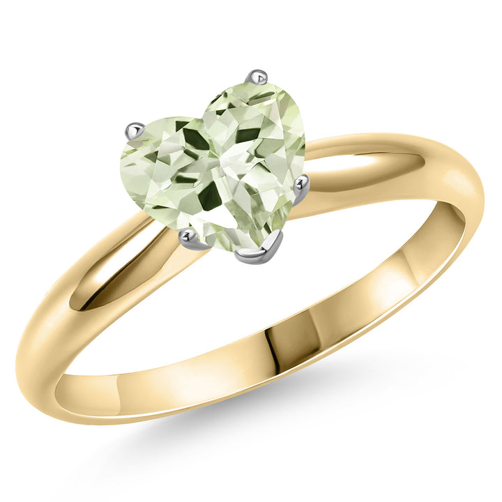 Gem Stone King 8MM Heart Shape Gemstone Birthstone Solitaire Engagement Ring For Women in 14K Two Tone Gold | Wedding Anniversary Promise Gold Ring | Size 5 to 9