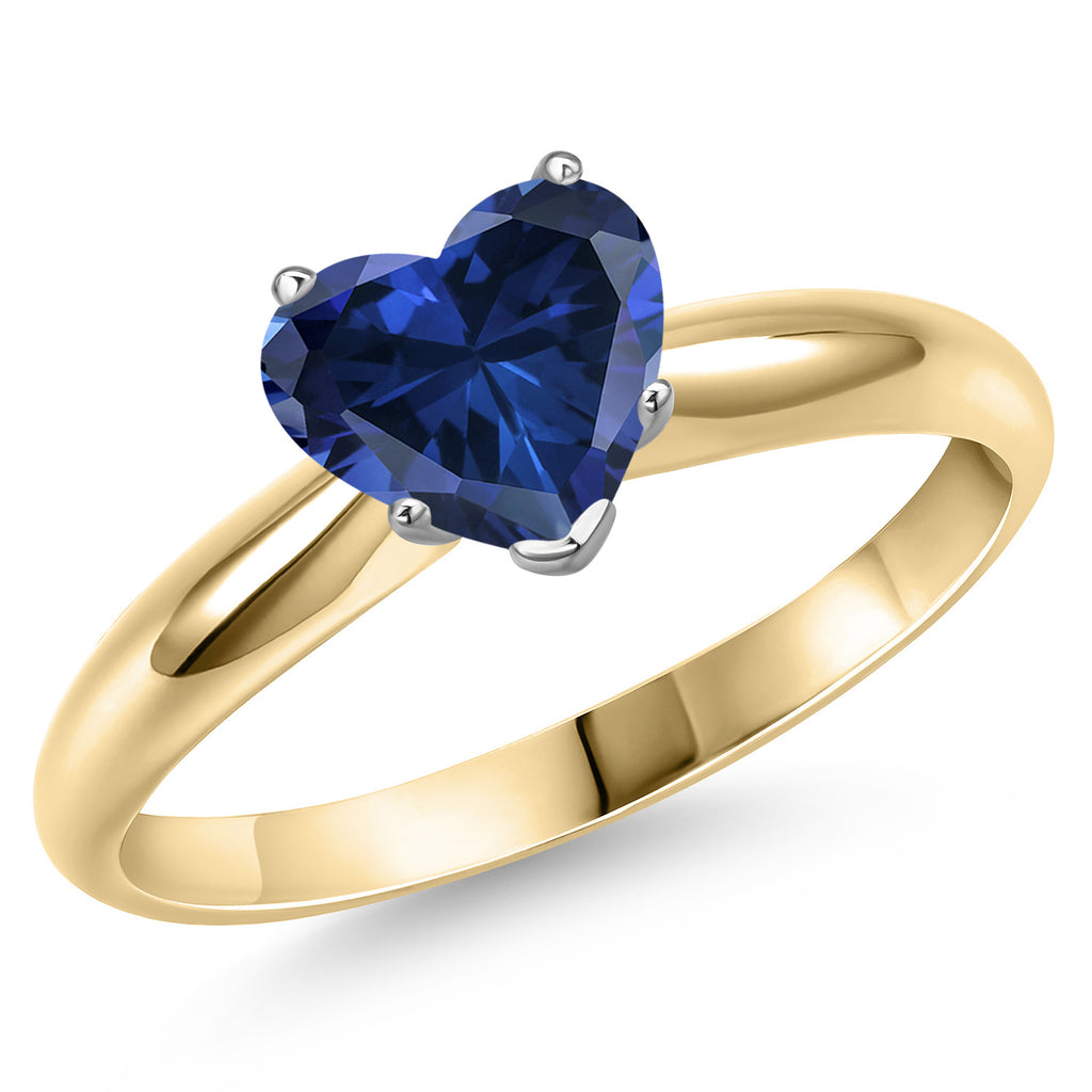 Blue Created Sapphire - September_7_Ring in 14K Two Tone Gold