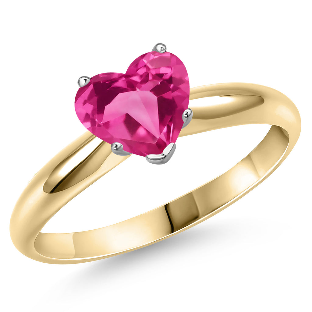 Pink Created Sapphire - September_8_Ring in 14K Two Tone Gold