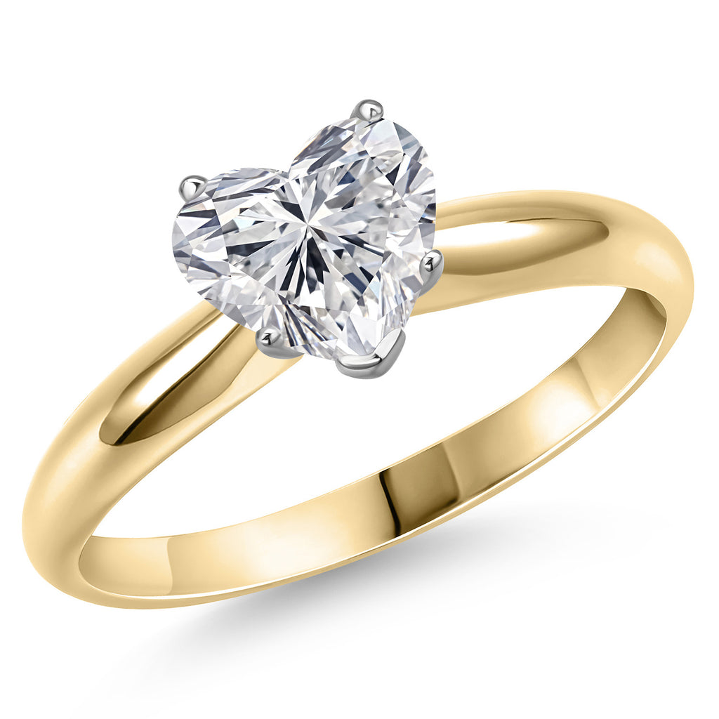 Gem Stone King 2.00 Ct 14K Two Tone Gold IGI Certified Lab Grown Diamond Engagement Ring For Women | Heart Shape | D-E Color | VS1-VS2 Clarity