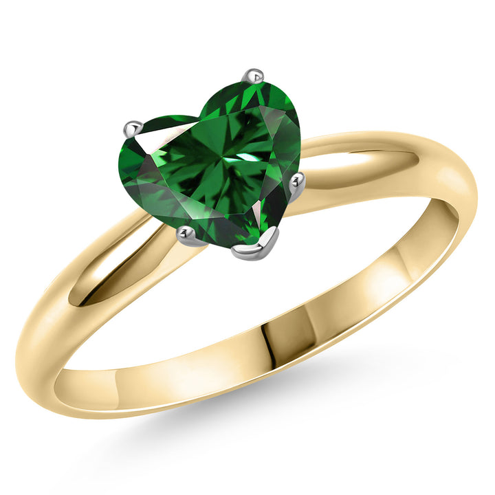 Gem Stone King 8MM Heart Shape Gemstone Birthstone Solitaire Engagement Ring For Women in 14K Two Tone Gold | Wedding Anniversary Promise Gold Ring | Size 5 to 9