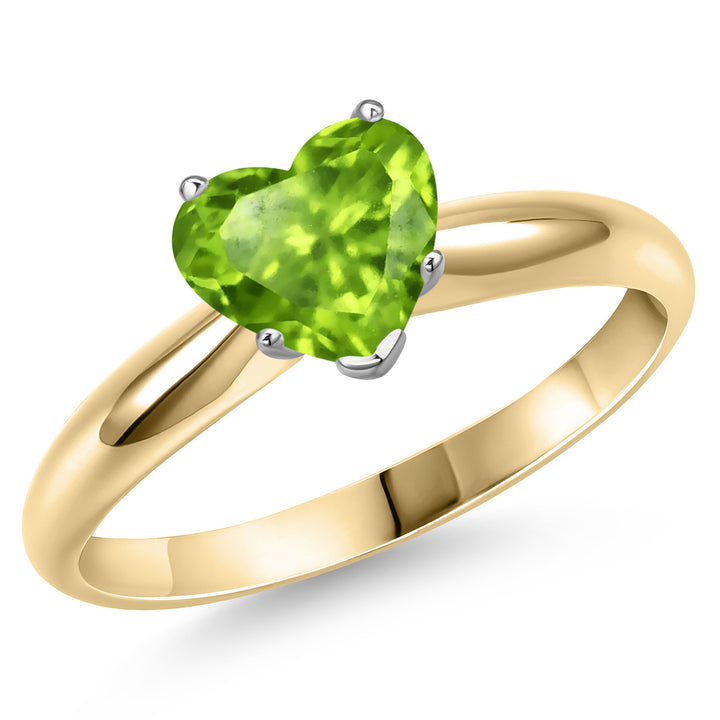 Gem Stone King 8MM Heart Shape Gemstone Birthstone Solitaire Engagement Ring For Women in 14K Two Tone Gold | Wedding Anniversary Promise Gold Ring | Size 5 to 9