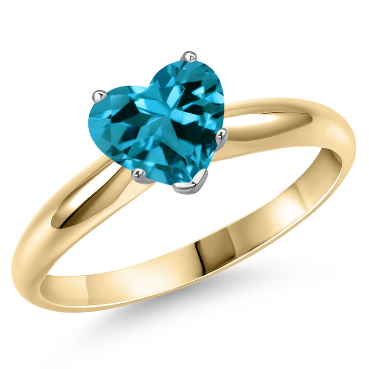 Gem Stone King 8MM Heart Shape Gemstone Birthstone Solitaire Engagement Ring For Women in 14K Two Tone Gold | Wedding Anniversary Promise Gold Ring | Size 5 to 9